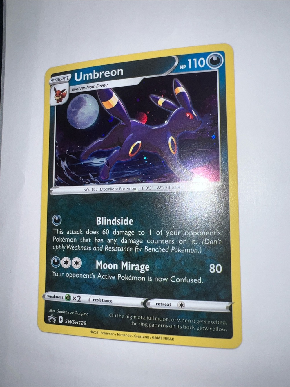 Pokemon Umbreon Card - Yellow, Black, Purple Artwork